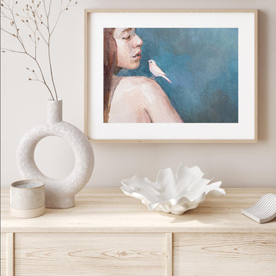 Girl with Bird mood picture