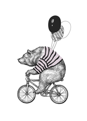 Bear On Bike 50x70 cm