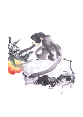 Monkey Picking Dinner 50x70 cm