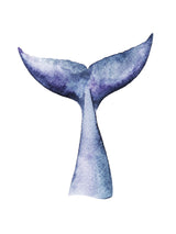 Watercolour Whale Tail 30x40 cm