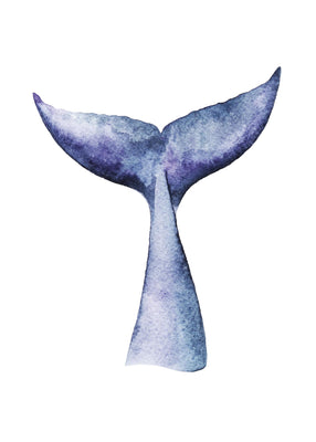 Watercolour Whale Tail 50x70 cm