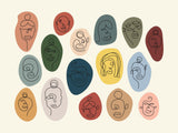 curly faces 30x40 cm