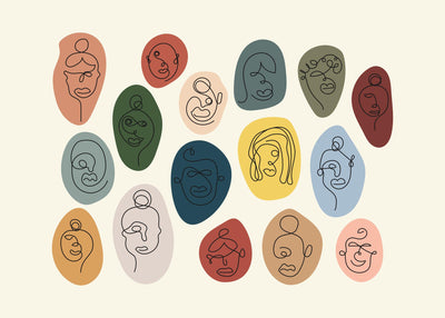 curly faces 50x70 cm
