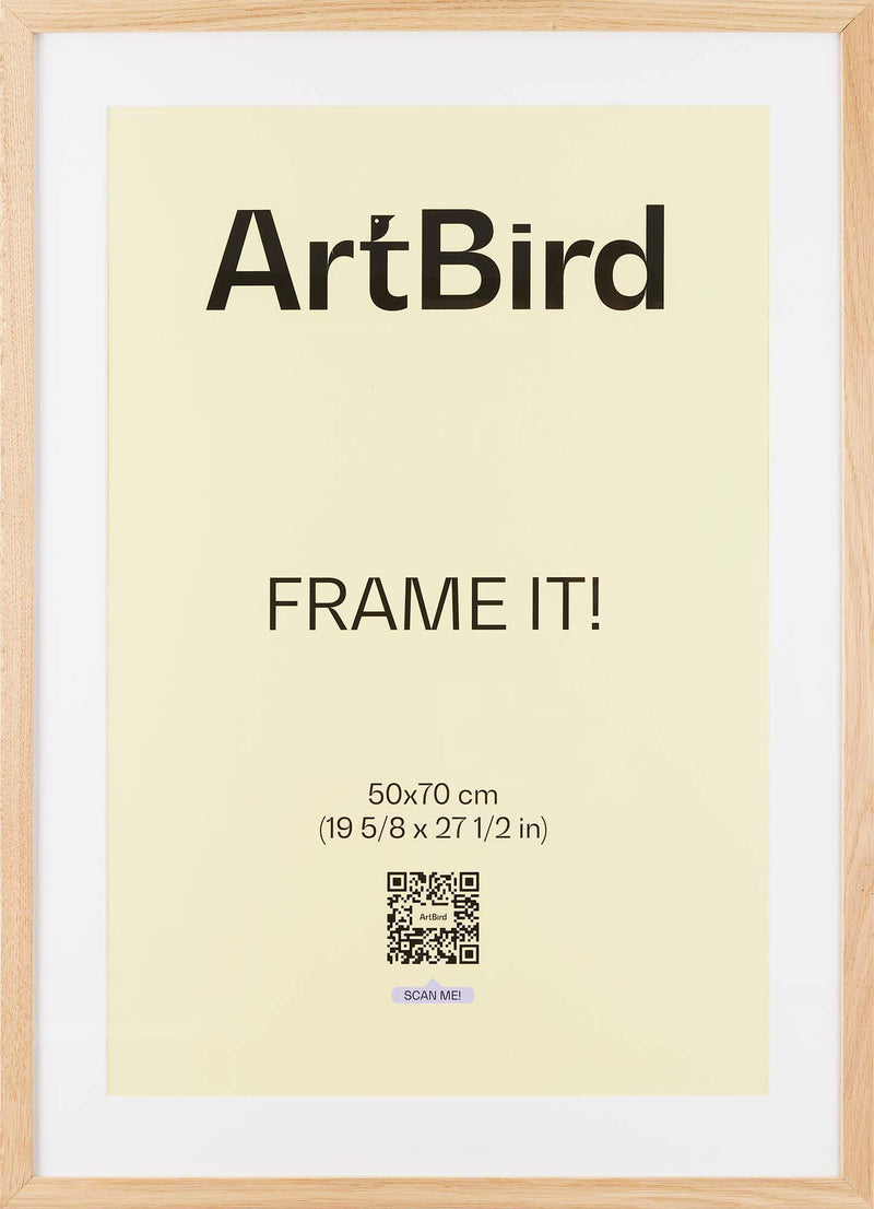 50x70 cm frame made of oak, with passepartout included