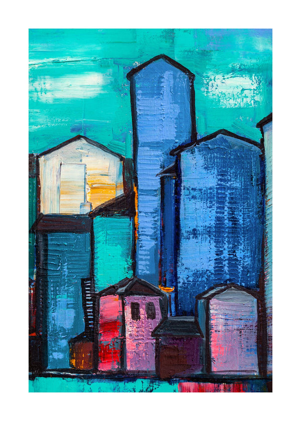 Abstract Houses 50x70 cm