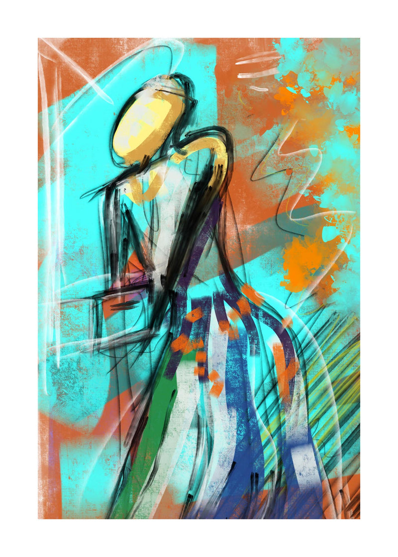Abstract Lady In Blue 50x70 cm