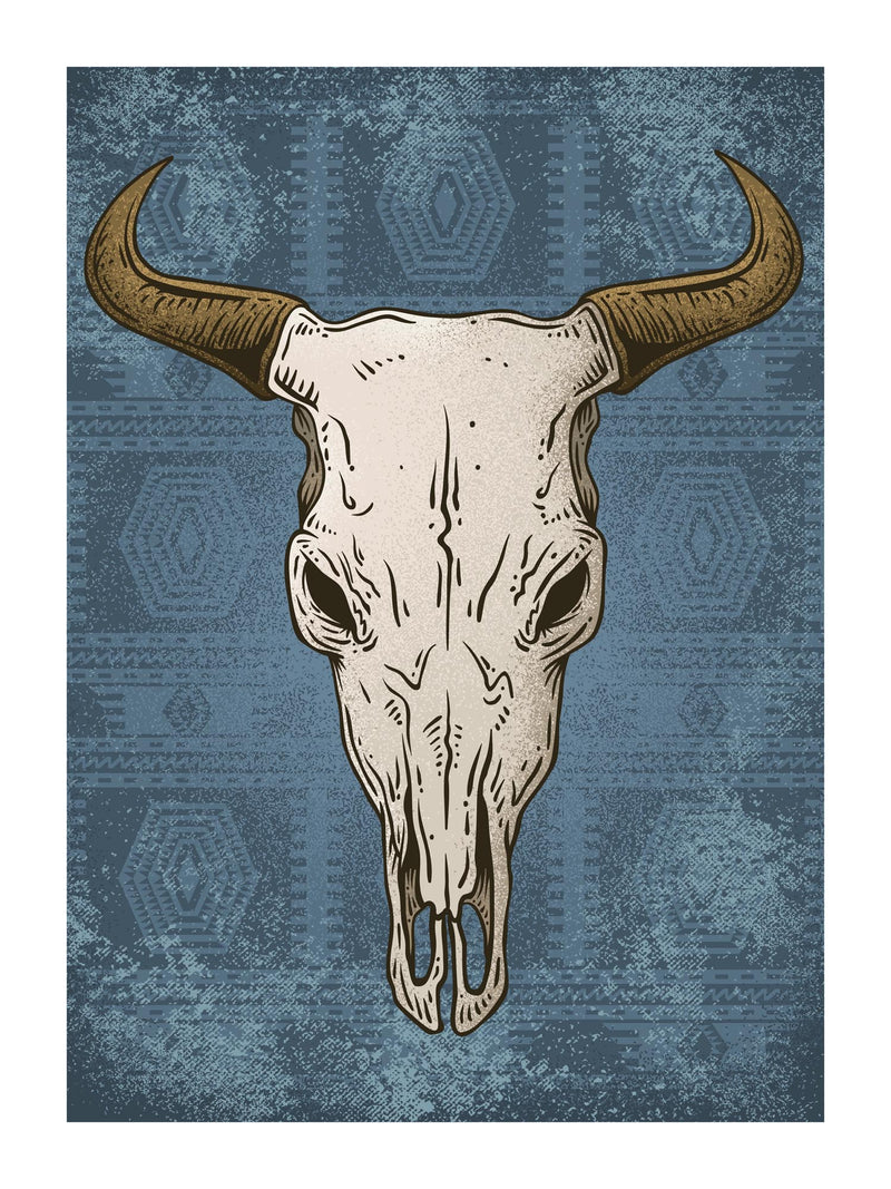 Bull Skull Illustration 30x40 cm