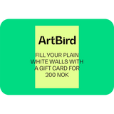 Gift card from ArtBird for 200 Norwegian kroner