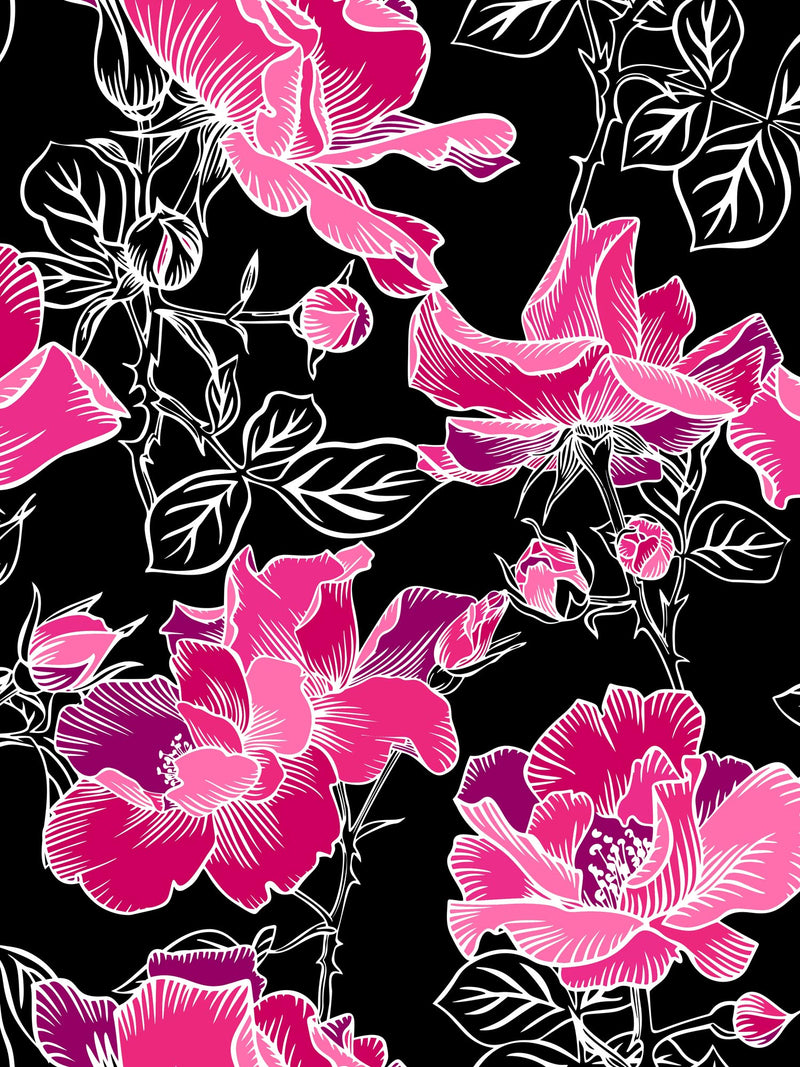 pink rose on black 30x40 cm